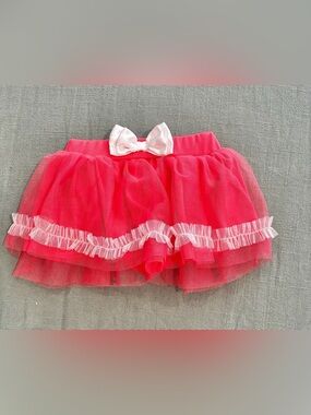 Disney Girls Hot Pink Tulle Skirt with White Bow - Size 0-3M